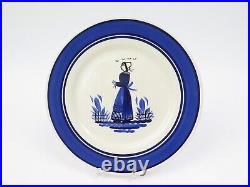 3 Vintage HB Quimper Blue Band Breton Dinner Plates Man & Woman French Faience