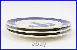 3 Vintage HB Quimper Blue Band Breton Dinner Plates Man & Woman French Faience