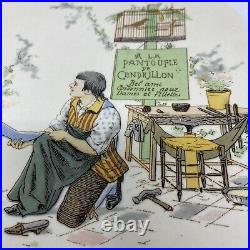 4 Antique 1875-1900 French Sarreguemines Faience Story Plates UTZSCHNEIDER & Co