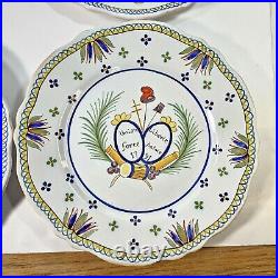 4 French Faience Revolution Plates Set Earthenware Hand Painted Wall Hanging