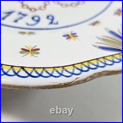 4 French Faience Revolution Plates Set Earthenware Hand Painted Wall Hanging