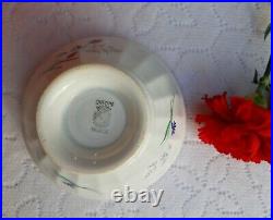 4 Lovely vintage french Bowls Digoin red ladybug blue flowers 1940s-1950s