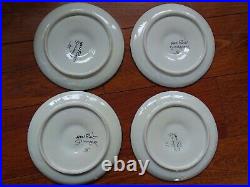 4 VINTAGE FRENCH PLATES OYSTER FAIENCE HENRIOT QUIMPER circa 1940s