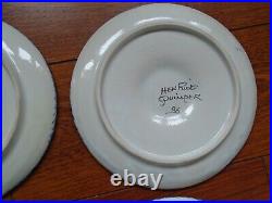 4 VINTAGE FRENCH PLATES OYSTER FAIENCE HENRIOT QUIMPER circa 1940s