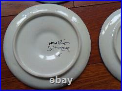 4 VINTAGE FRENCH PLATES OYSTER FAIENCE HENRIOT QUIMPER circa 1940s