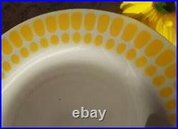 5 Lovely vintage french dessert Plates Sarreguemines yellow dots 1960 pop design