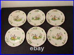 (6) Antique 18th C. French Faience Les Islettes Chinese Earthenware Plates RARE