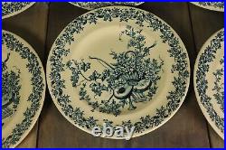 6 Antique Plates French Transferware Ironstone Set LONGWY LOUIS XVI Aesthetic