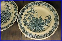 6 Antique Plates French Transferware Ironstone Set LONGWY LOUIS XVI Aesthetic