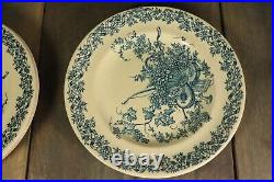 6 Antique Plates French Transferware Ironstone Set LONGWY LOUIS XVI Aesthetic