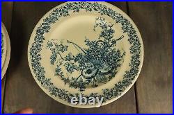 6 Antique Plates French Transferware Ironstone Set LONGWY LOUIS XVI Aesthetic