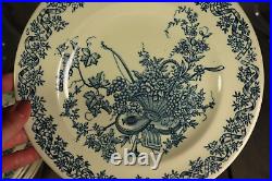 6 Antique Plates French Transferware Ironstone Set LONGWY LOUIS XVI Aesthetic