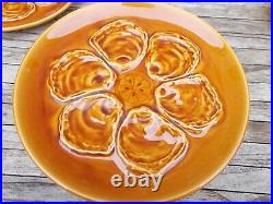 6 French Saint Amand Majolica Oyster Plates set of six