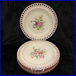 6 Keller & Guerin K&G Luneville Old Strasbourg 8 3/8 Pierced Edge Salad Plates