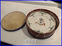 6 Vintage Saint Armand Bastille Day 8 plates in original drum box
