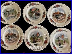 6 Vintage Sarreguemines France Henri Loux Obernai Faienceries 8 1/4Salad Plates