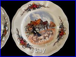 6 Vintage Sarreguemines France Henri Loux Obernai Faienceries 8 1/4Salad Plates