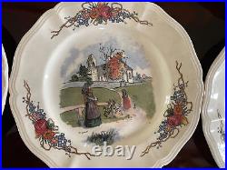 6 Vintage Sarreguemines France Henri Loux Obernai Faienceries 8 1/4Salad Plates