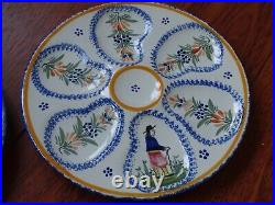 7 VINTAGE FRENCH PLATES OYSTER FAIENCE HENRIOT QUIMPER circa 1940s