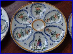 7 VINTAGE FRENCH PLATES OYSTER FAIENCE HENRIOT QUIMPER circa 1940s