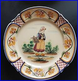 8 antique HB Henriot Quimper plate (s) croisille, vintage french faience