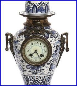 A 20th Century Delft Faience Clock And A Pair of Candelabra Free Shipping