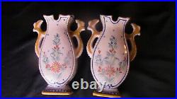A Lovely Pair Of French HR Quimper Vases