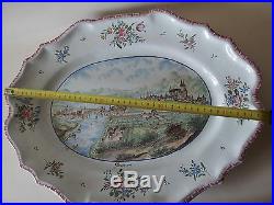 A RARE LARGE 19th century FRENCH / SWISS FAIENCE PLATTER DISH GENÈVE