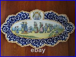 AMAZING PLATER DISH FRENCH FAIENCE HENRIOT QUIMPER circa 1920s' lenght 20,66