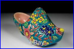 ANTIQUE FRENCH FAIENCE LONGWY POTTERY EMAUX DUTCH ENAMELLED SHOE c1890