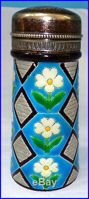 ANTIQUE HIgh Quality FAIENCE MAJOLICA WITH SILVER LID SUGAR SHAKER GORGEOUS