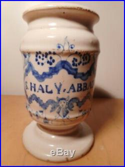 Albarello Cover Pot Pharmacy Antique Apothecary Faience 18 Scarce Ceramic French