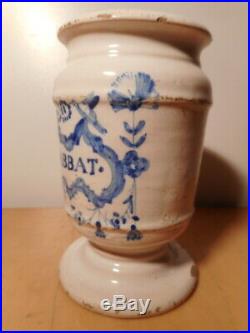 Albarello Cover Pot Pharmacy Antique Apothecary Faience 18 Scarce Ceramic French
