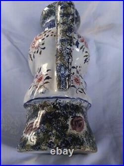 Antique 11 French Normand Painted Barbotine Faience Ceramic full figure jug man