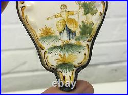 Antique 1830-40 French Faience Patch Pill Snuff Box w Woman in Field & Marked