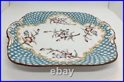 Antique 1860-1890 Sarreguemines 635 French Faience Cake Plate Lattice Floral