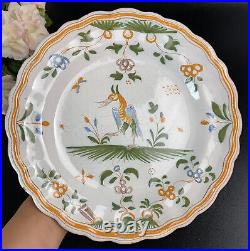 Antique 18th-19thC French Faience Plate Tin Glazed 9.5 Moustiers
