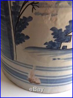Antique 18th C. French Faience Blue And White Floor Plant Pot