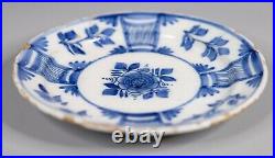 Antique 18th Century Dutch Delft Faience French Country Farmhouse Floral Plate