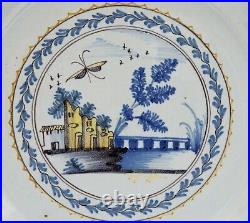 Antique 18th Century French Faience Pottery Glazed Polychrome Plate c1780