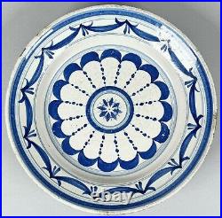 Antique 18th Century Majolica Charger Dish Faience Plate Tin Glazed Blue White