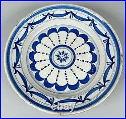 Antique 18th Century Majolica Charger Dish Faience Plate Tin Glazed Blue White