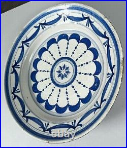 Antique 18th Century Majolica Charger Dish Faience Plate Tin Glazed Blue White