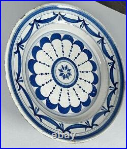 Antique 18th Century Majolica Charger Dish Faience Plate Tin Glazed Blue White