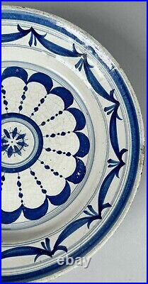 Antique 18th Century Majolica Charger Dish Faience Plate Tin Glazed Blue White