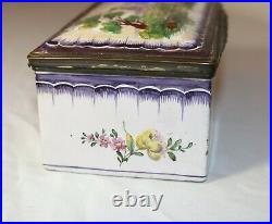 Antique 18th Century Sceaux French Faience Porcelain Hinged Dresser casket Box