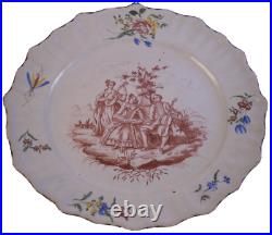 Antique 18thC French Faience Majolica Scenic Plate Fayence Teller France Scene