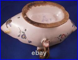 Antique 18thC Strasbourg Faience Sauce Boat Dish Fayence Strassburg Hannong