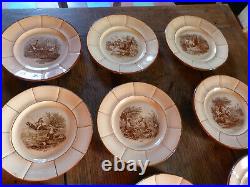 Antique 1900 French Luneville Faience set of 10 desert plates Série month