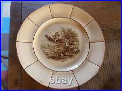 Antique 1900 French Luneville Faience set of 10 desert plates Série month